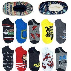 Friends Slippers 2 Pairs +10 Ladies No Show Socks Central Perk TV Show Gift Lot